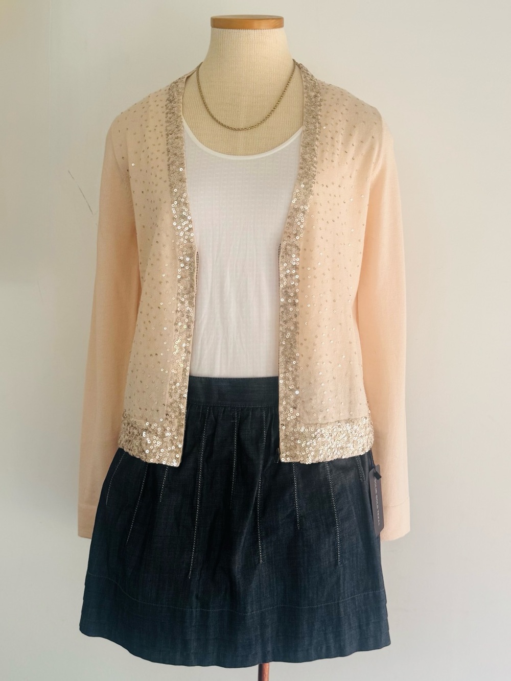 J. Crew Blush Sequin Trim Sweater